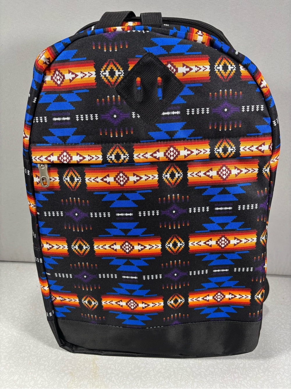 NWT Nu Trendz Tribal Pattern Backpack in Black Blue & Orange